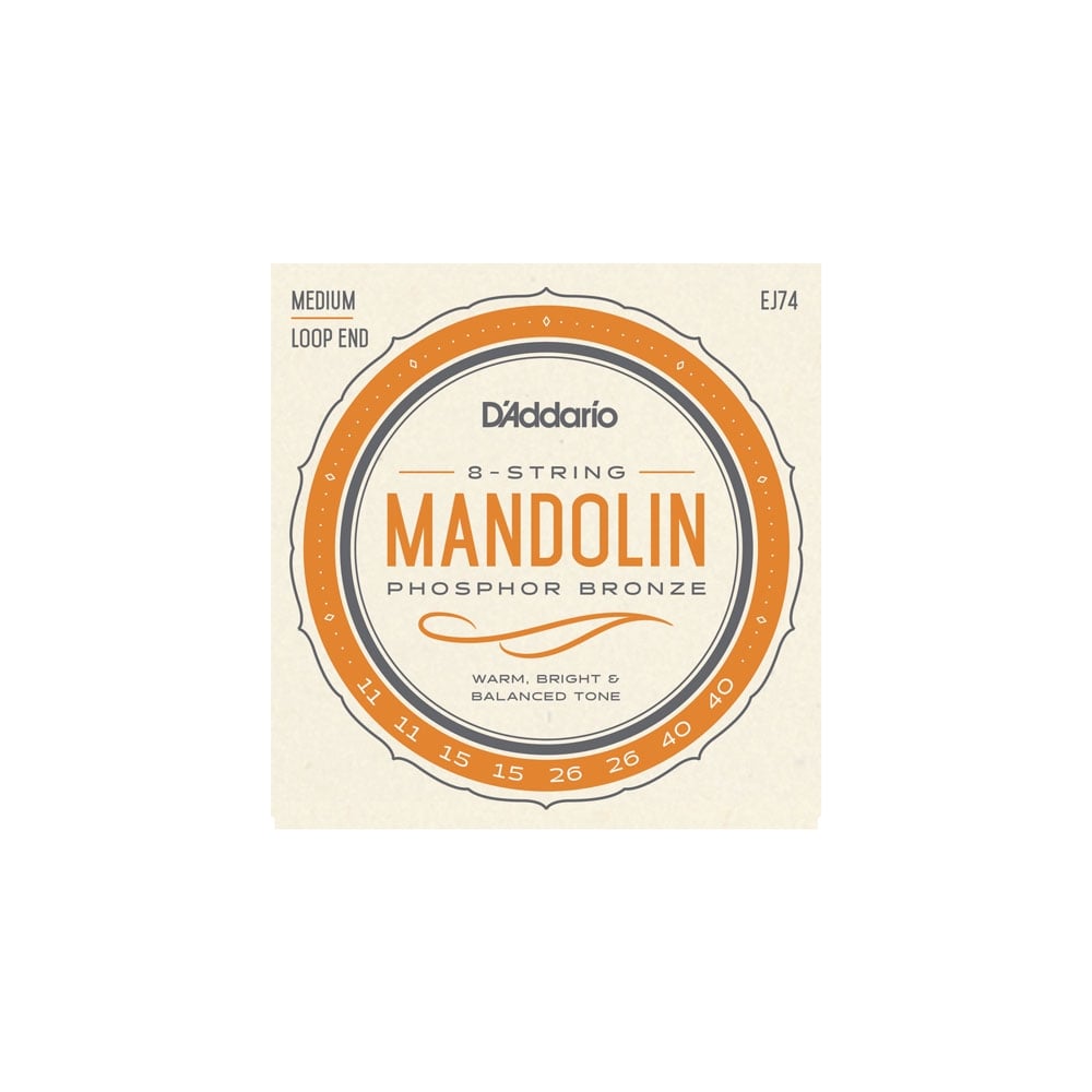 EJ74 Mandolin Strings, Phosphor Bronze Wound, Loop End, 11-40 Medium